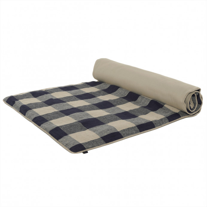 Harmony Textile - Haomy Housse d'Edredon 100% Lin à Gros Carreaux PALMA - 85X200