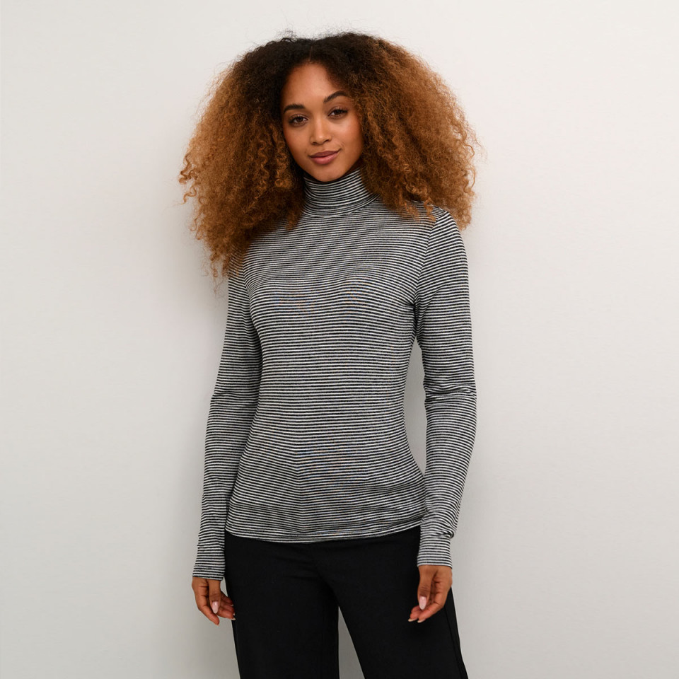 T-Shirt Rayé Col Roulé
