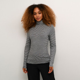 T-Shirt Rayé Col Roulé