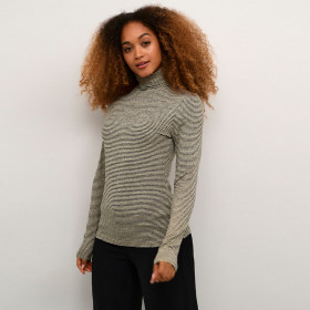 T-Shirt Rayé Col Roulé
