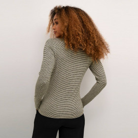 T-Shirt Rayé Col Roulé