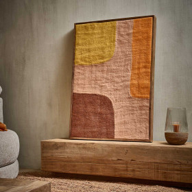 Toile WOOLY Cadre Laine et Bois de Manguier - 107x76