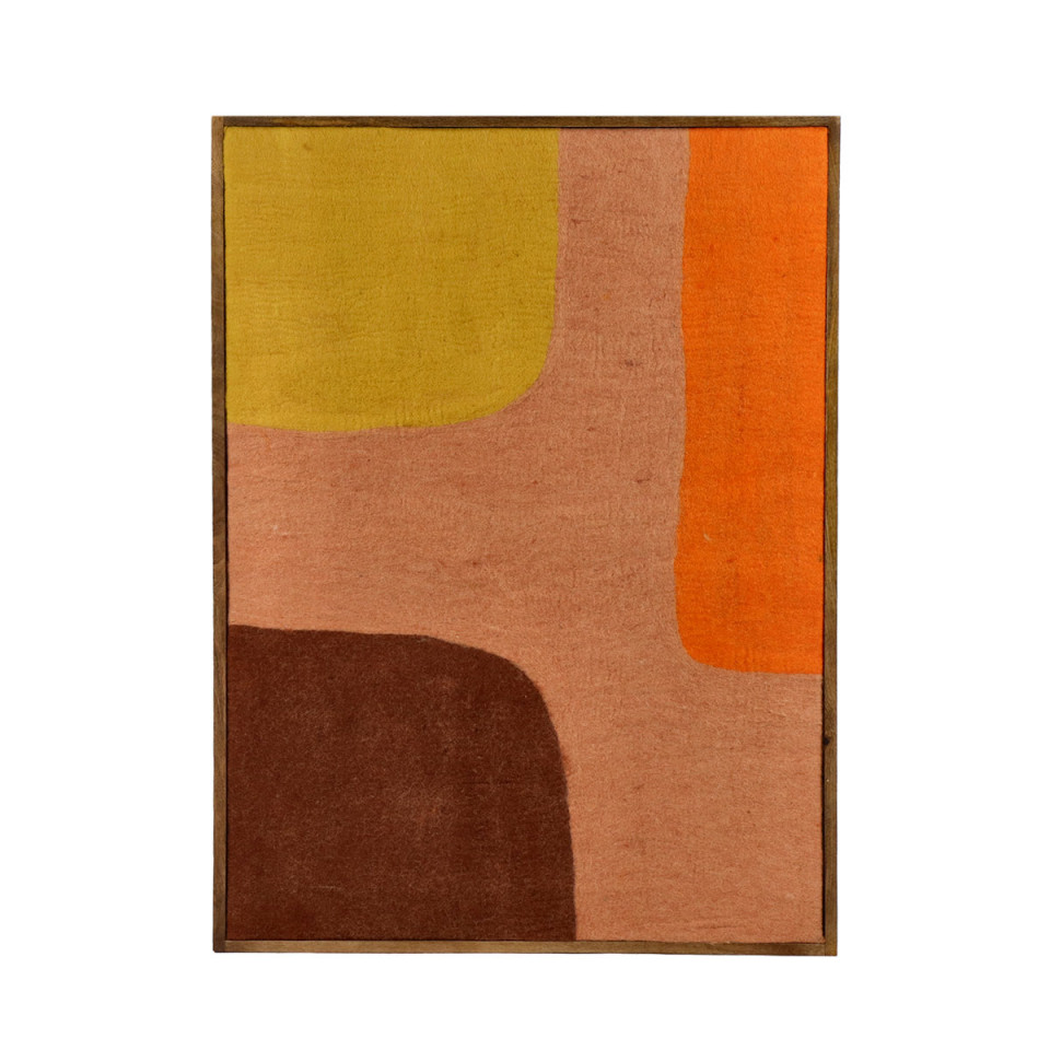 Toile WOOLY Cadre Laine et Bois de Manguier - 107x76