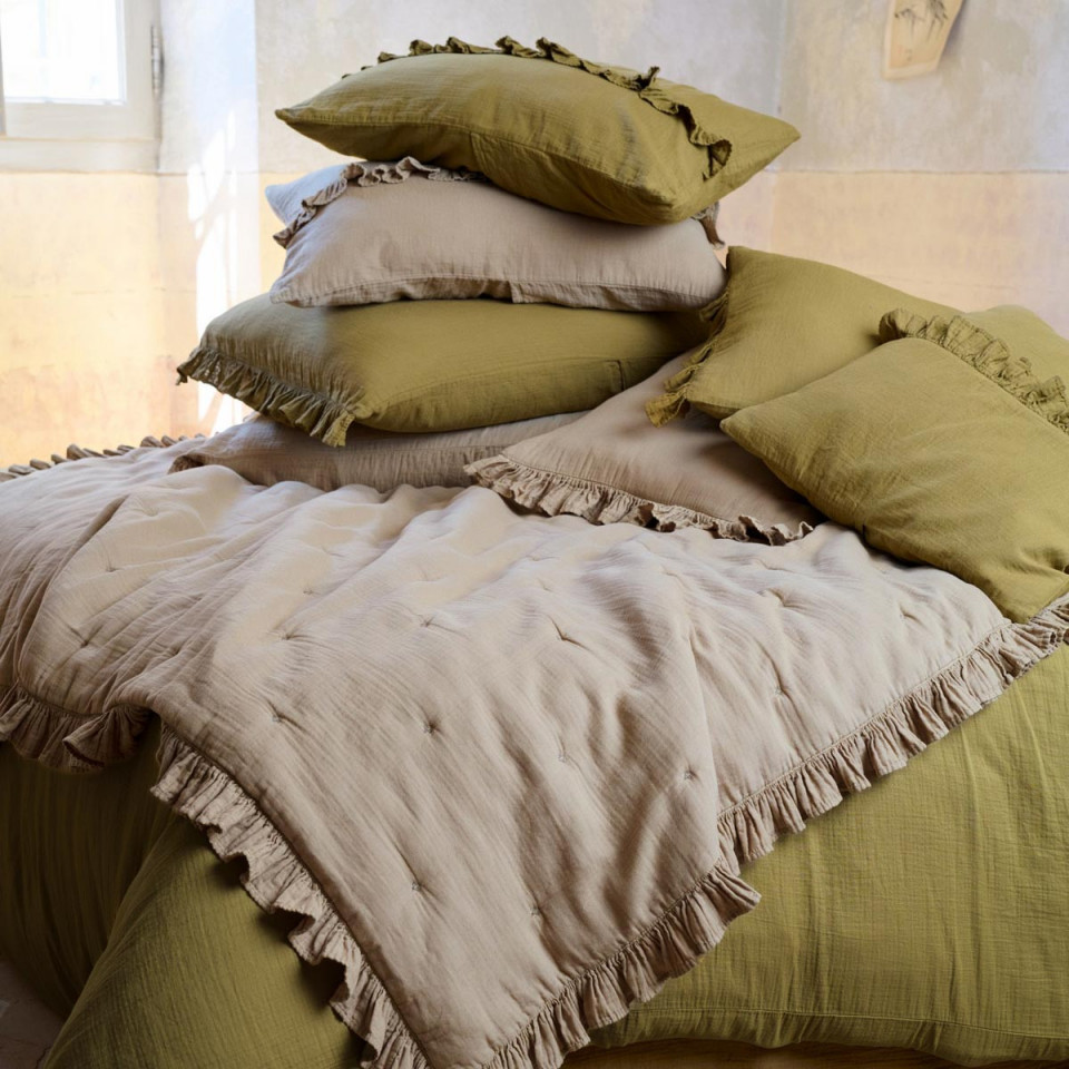 Edredon Carré ELSA en Mousseline de Coton - 150x150 