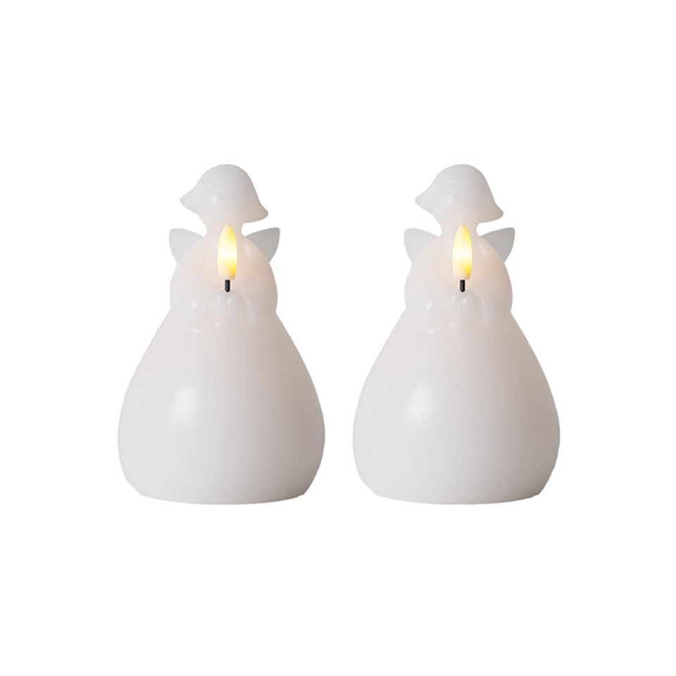 Set de 2 Anges Lumineux LUCIA LED Blanc H.10 cm 