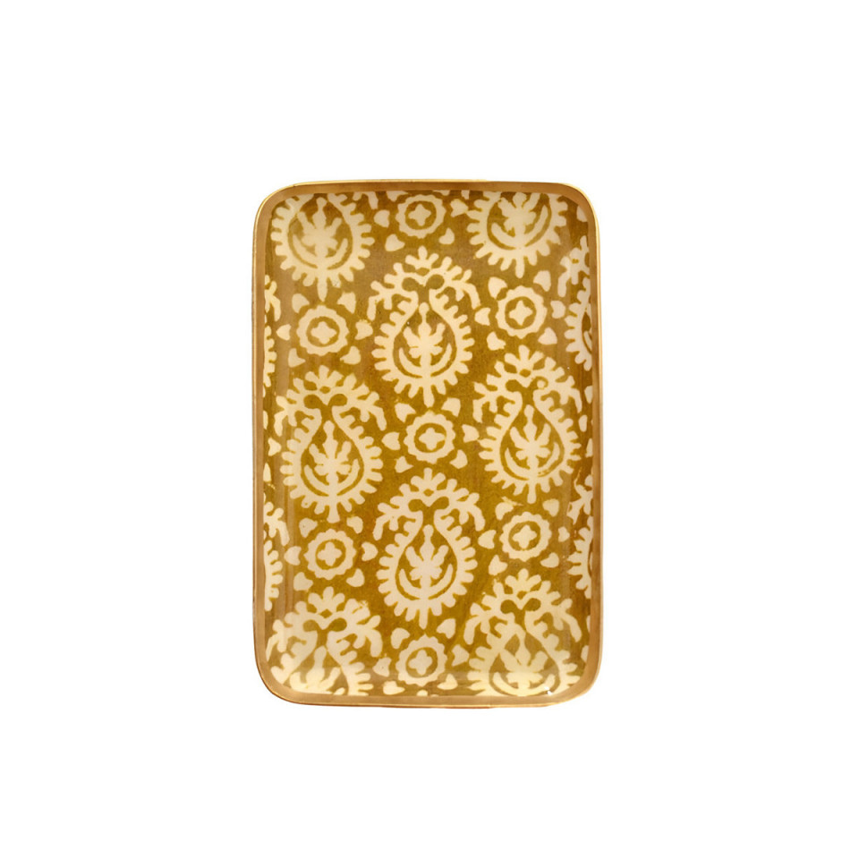 Plateau SOLO SUNBURN en Aluminium Emaillé Ocre 