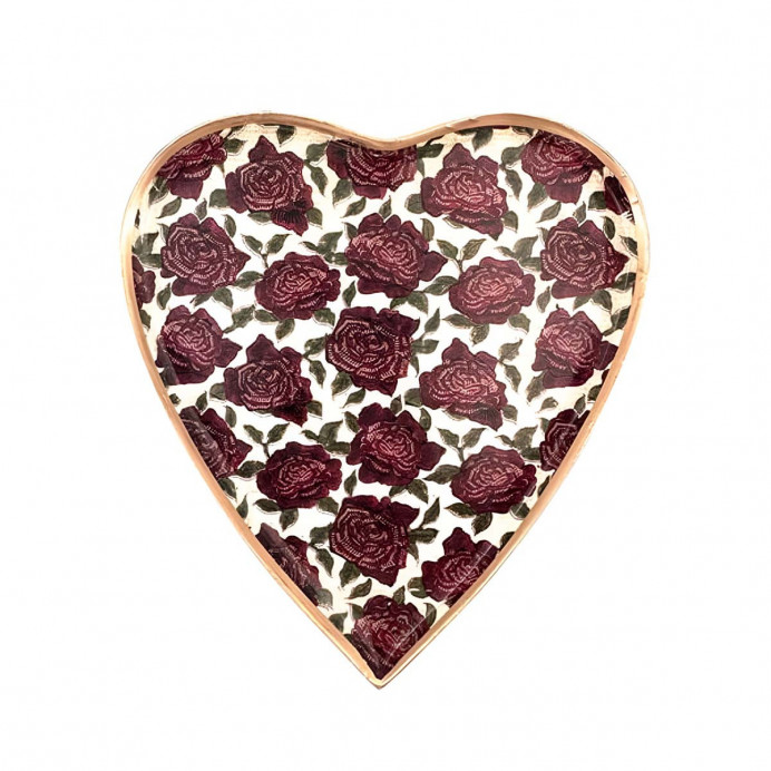 Plateau COEUR ROSE en Aluminium Emaillé 