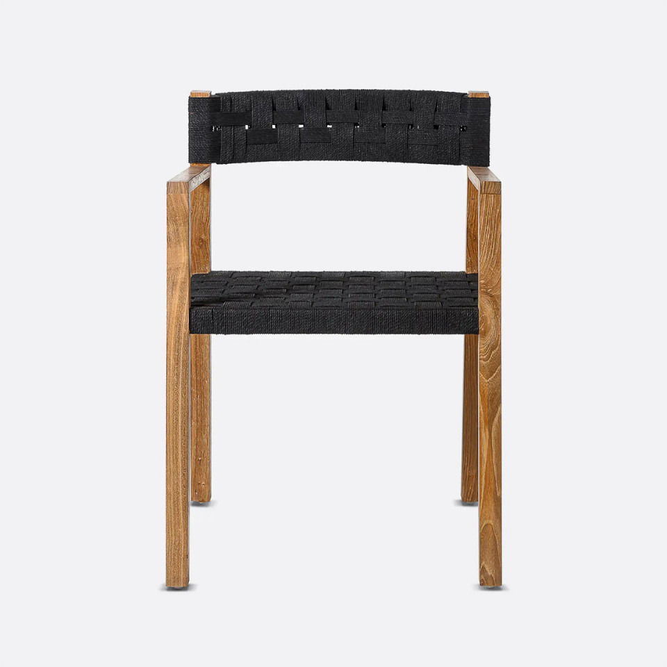 Chaise en teck avec accoudoirs et assise tressée CORA - 2 col. 