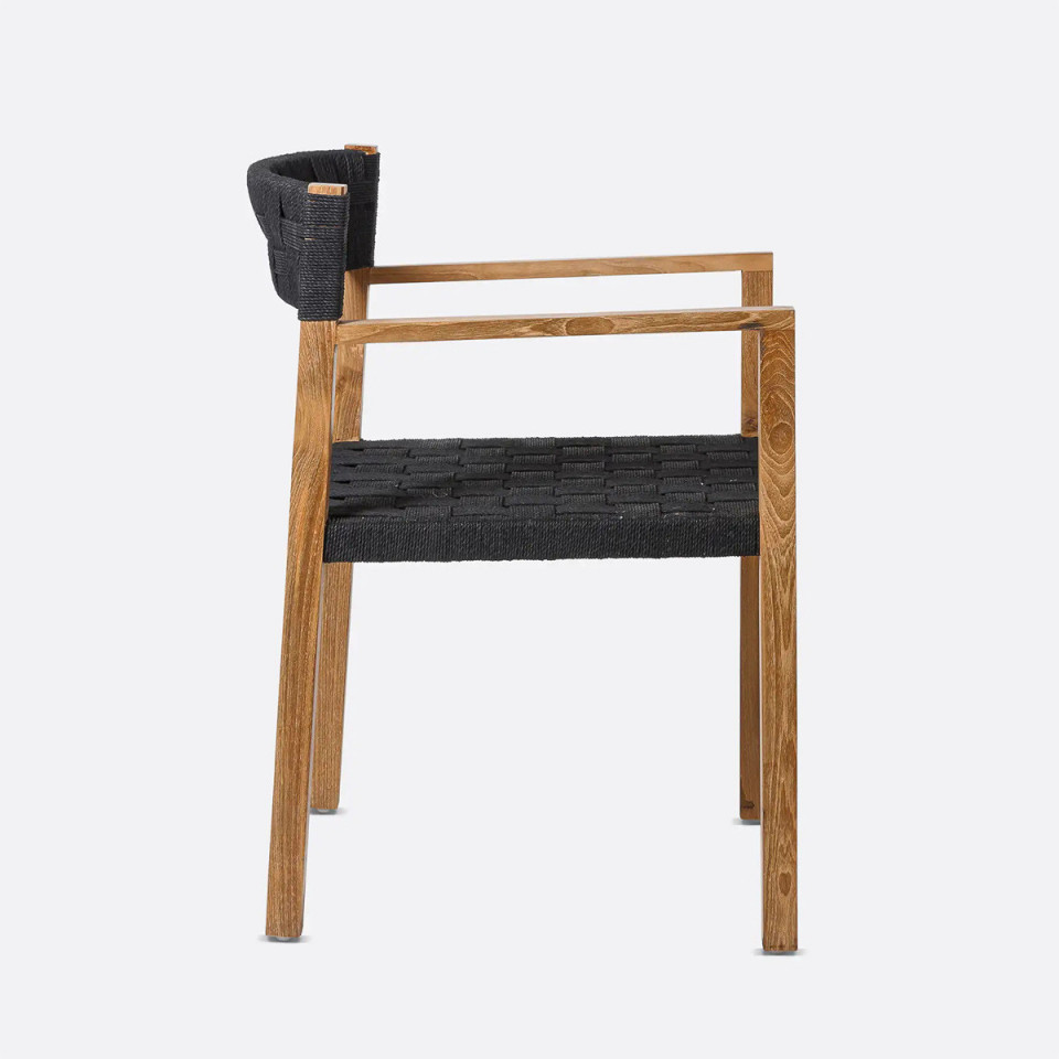 Chaise en teck avec accoudoirs et assise tressée CORA - 2 col. 
