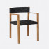 Chaise en teck avec accoudoirs et assise tressée CORA - 2 col.
