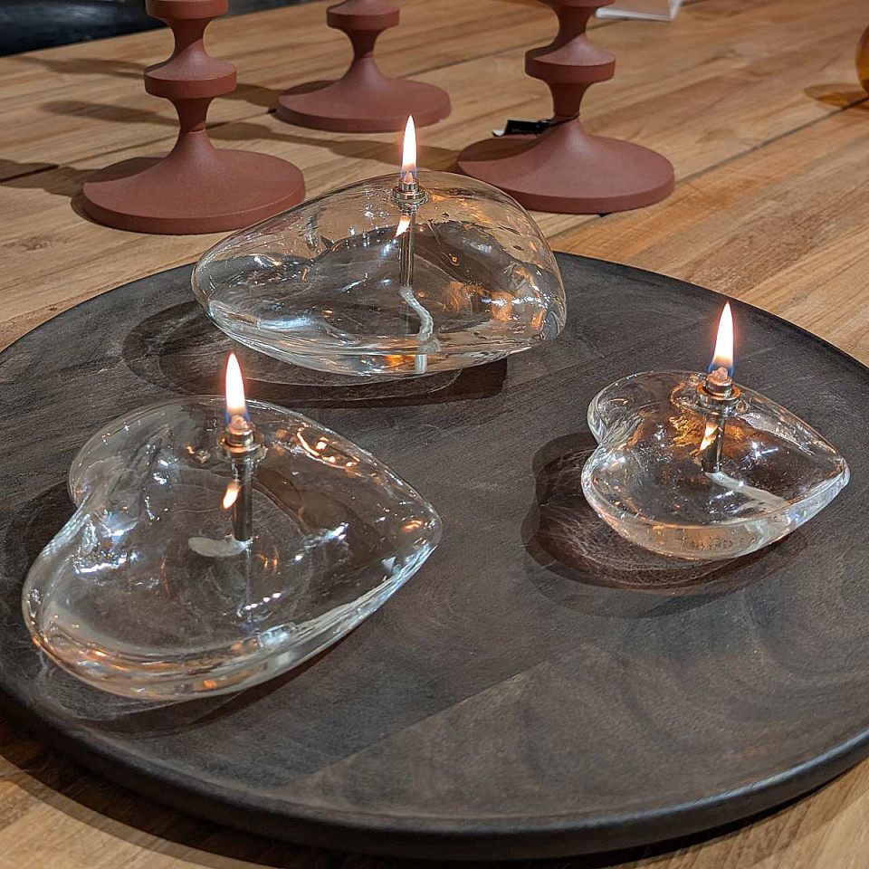 Lampe à Huile Coeur Décorative en Verre 