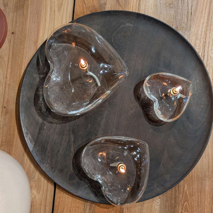 Lampe à Huile Coeur Décorative en Verre
