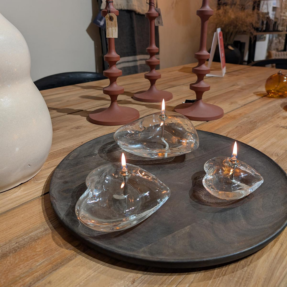 Lampe à Huile Coeur Décorative en Verre 