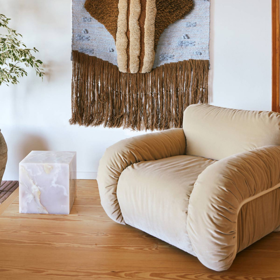 Fauteuil lounge Arc - royal velvet cream