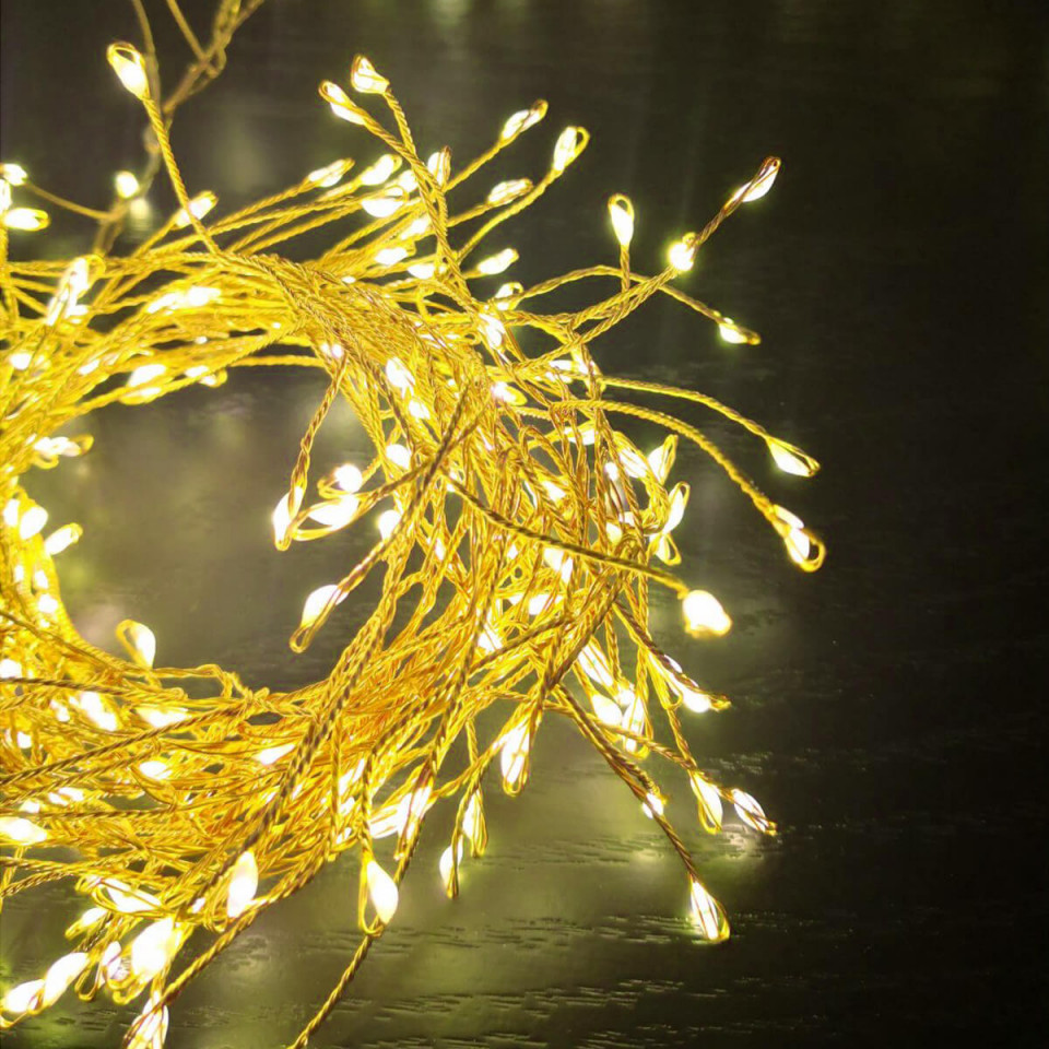 Guirlande Folle Luciole fil métal doré 3 mètres 300 Leds - IMPRESSION LIN