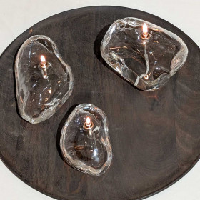 Lampe à Huile Galet en Verre - IMPRESSION LIN