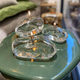 Lampe à Huile Galet en Verre - IMPRESSION LIN