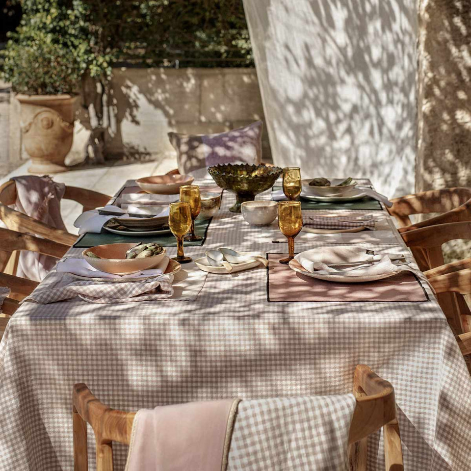 Nappe de Table à Petits Carreaux en Lin Lavé et Coton PIANA II