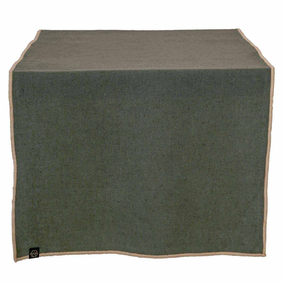 Chemin de Table en Lin et Coton CORTE - 48X160 kaki