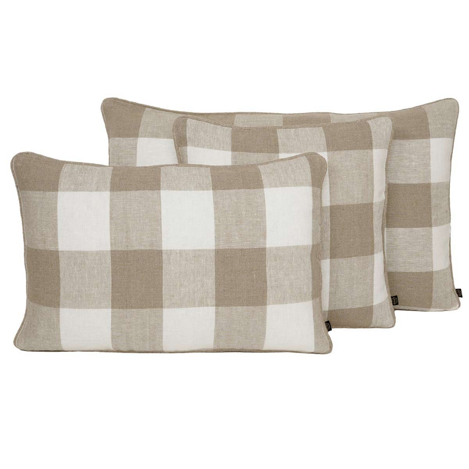 Housse de Coussin 100% Lin à Gros Carreaux PALMA