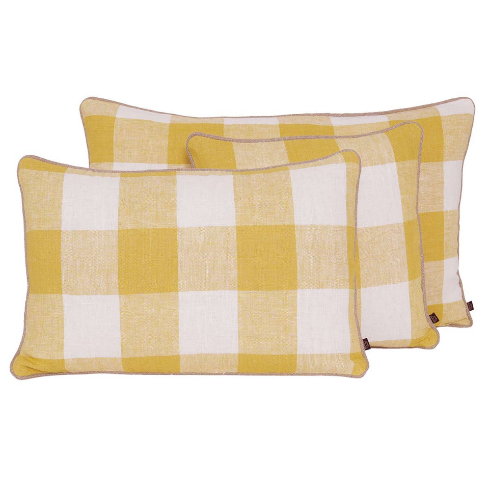 Housse de Coussin 100% Lin à Gros Carreaux PALMA