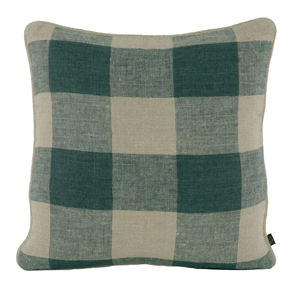 Housse de Coussin 100% Lin à Gros Carreaux PALMA