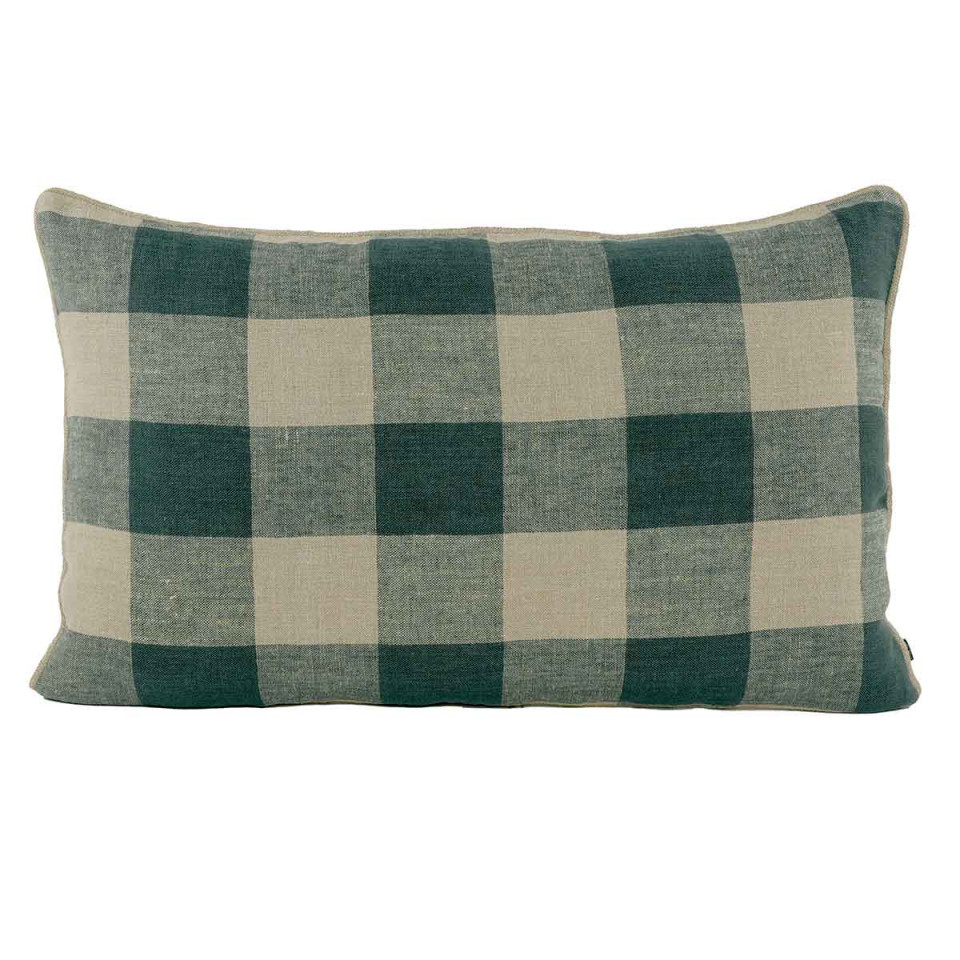 Housse de Coussin 100% Lin à Gros Carreaux PALMA