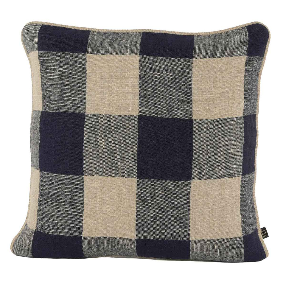 Housse de Coussin 100% Lin à Gros Carreaux PALMA