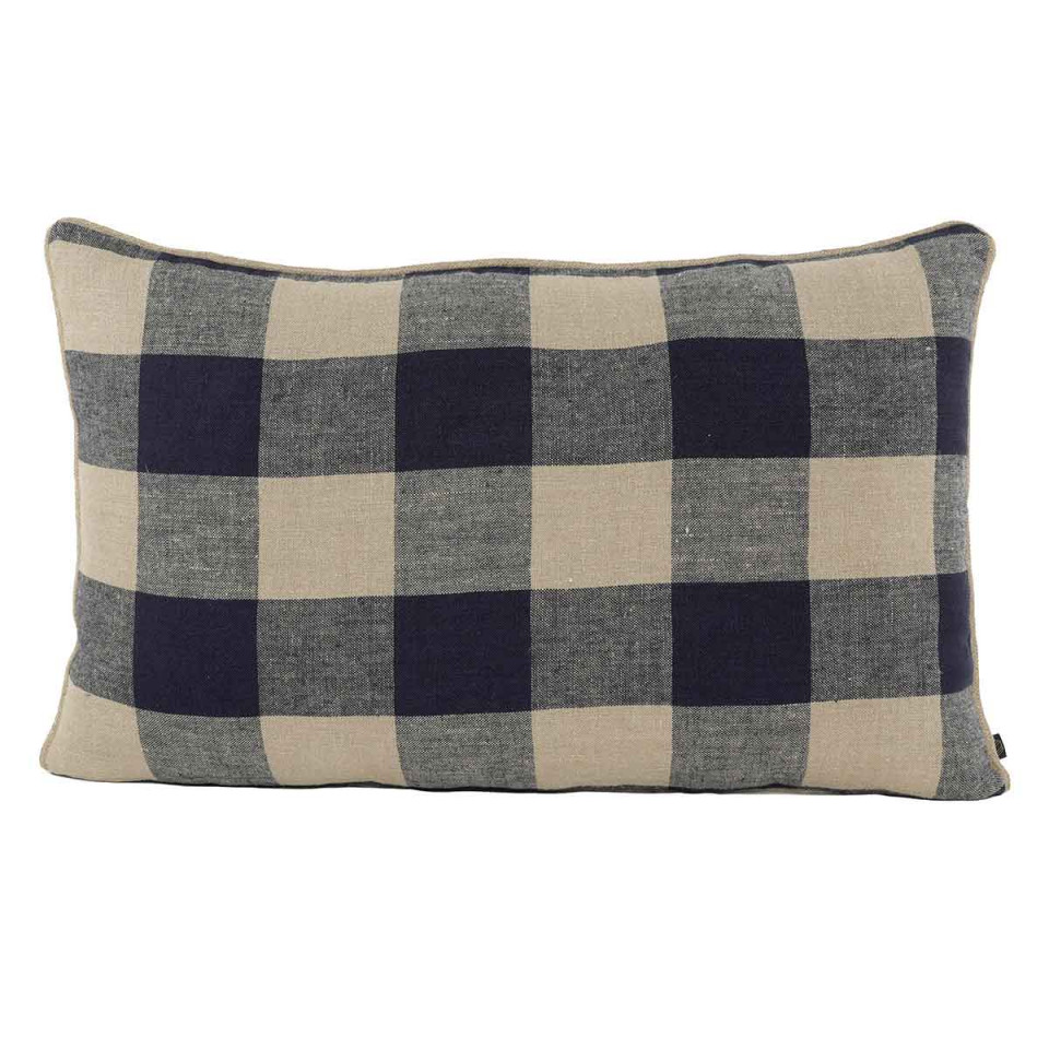 Housse de Coussin 100% Lin à Gros Carreaux PALMA