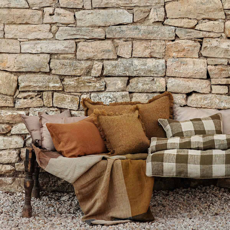 Housse de Coussin 100% Lin à Gros Carreaux PALMA