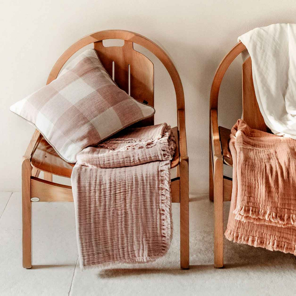Housse de Coussin 100% Lin à Gros Carreaux PALMA