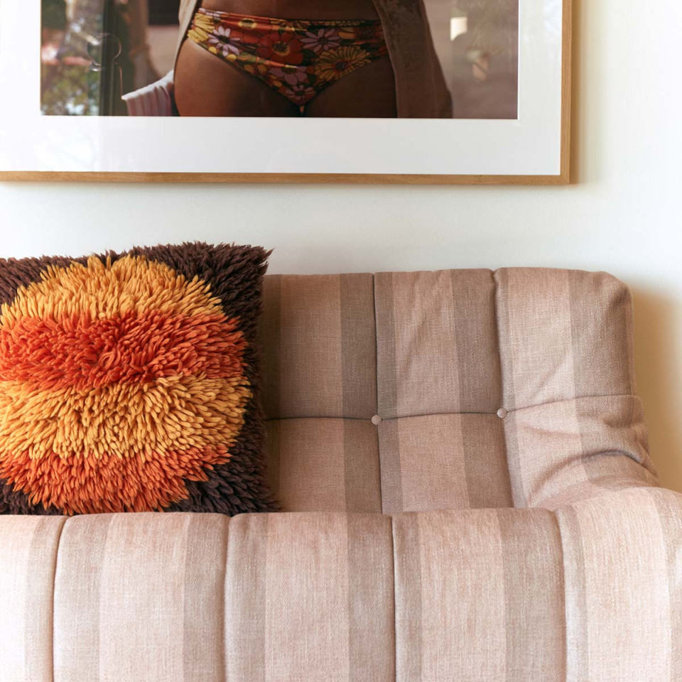 Coussin complet multicolore à poils longs Fluffy Horizon