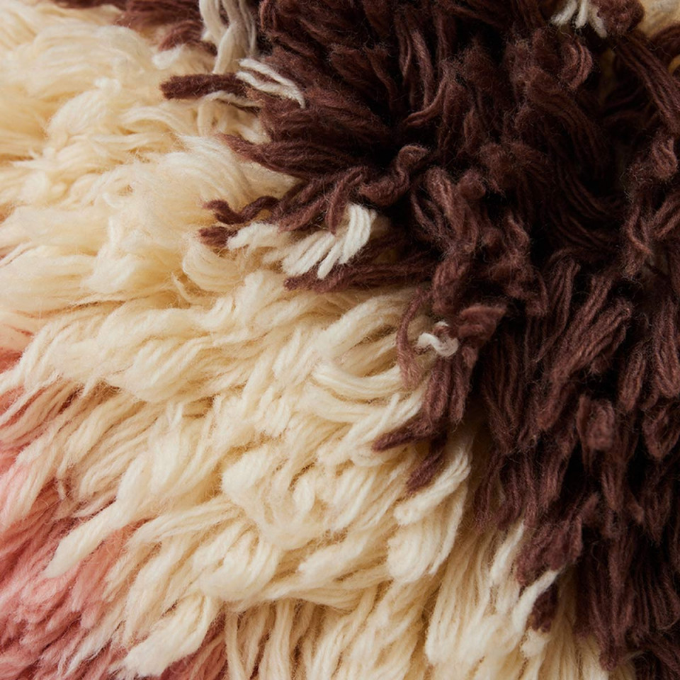 Coussin complet multicolore à poils longs Fluffy Striped