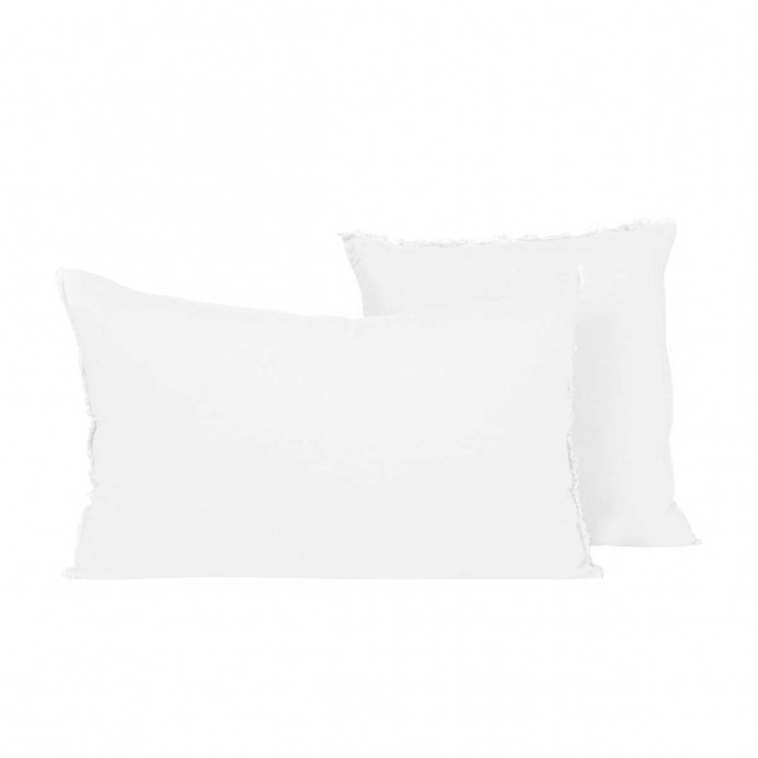 Housse de Coussin Unie Petite Frange Lin Lavé et Coton LIMY