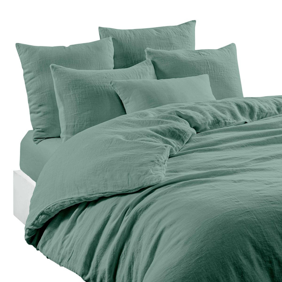 Drap Housse Unie en Lin Lavé et Coton LIMY  