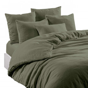 Drap Housse Unie en Lin Lavé et Coton LIMY  