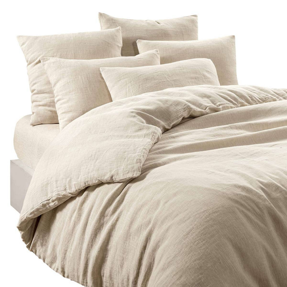 Drap Housse Unie en Lin Lavé et Coton LIMY  