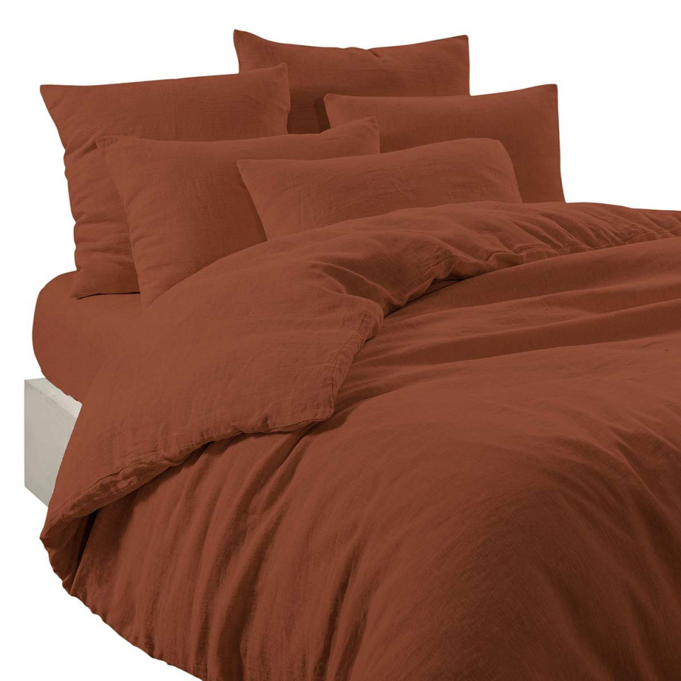 Drap Housse Unie en Lin Lavé et Coton LIMY  
