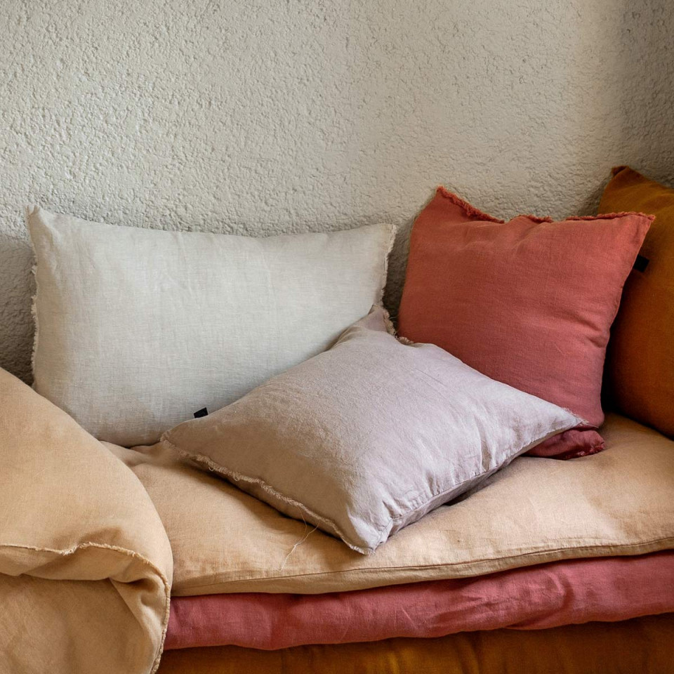 Housse de Coussin avec Franges en Lin Lavé et Coton LIMY