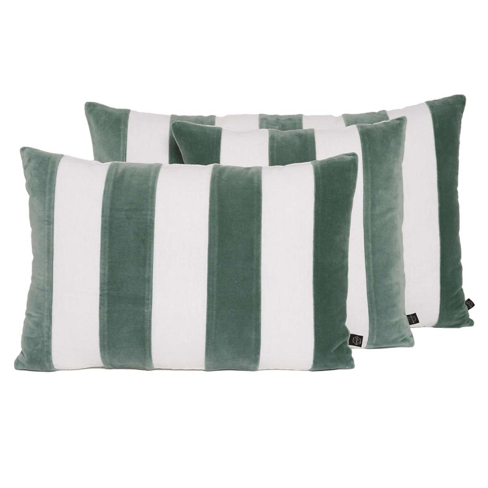 Housse de Coussin Rayé en Velours et Lin PERTH