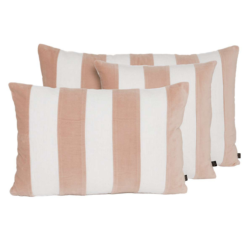 Housse de Coussin Rayé en Velours et Lin PERTH
