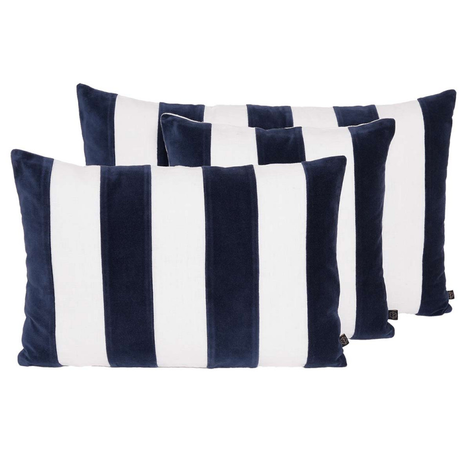 Housse de Coussin Rayé en Velours et Lin PERTH