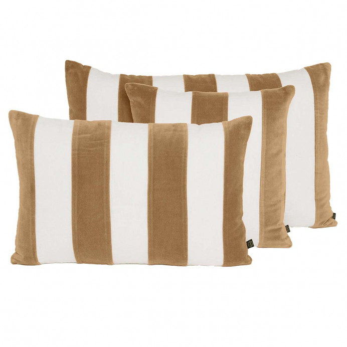 Housse de Coussin Rayé en Velours et Lin PERTH