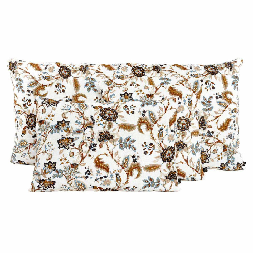 Housse de Coussin en Lin Imprimé Fleuri MAHE  
