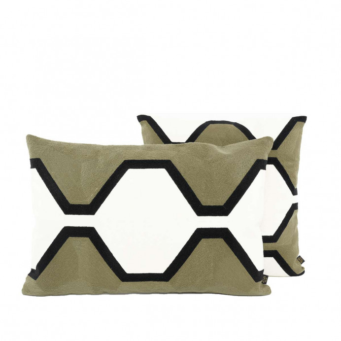 Harmony Textile - Haomy Housse de Coussin NASSAU en Coton Brodé