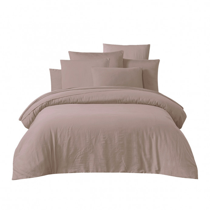 Housse de Couette TALOA en Satin de Coton Lavé Stoné Couleur:Pétale