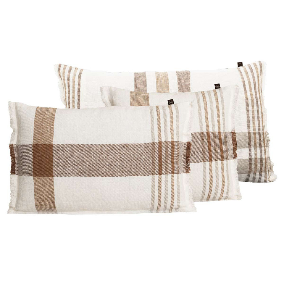 Housse de Coussin en Lin et Coton à Carreaux AALBORG