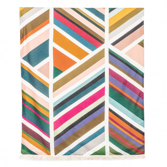 Serviette de Plage KIKOY MAYA - Une Face Eponge et Une Face Tissus Finition Franges 