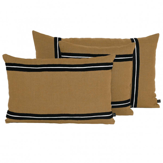 Housse de Coussin en Lin Lavé et Rayure Noire SKAGEN