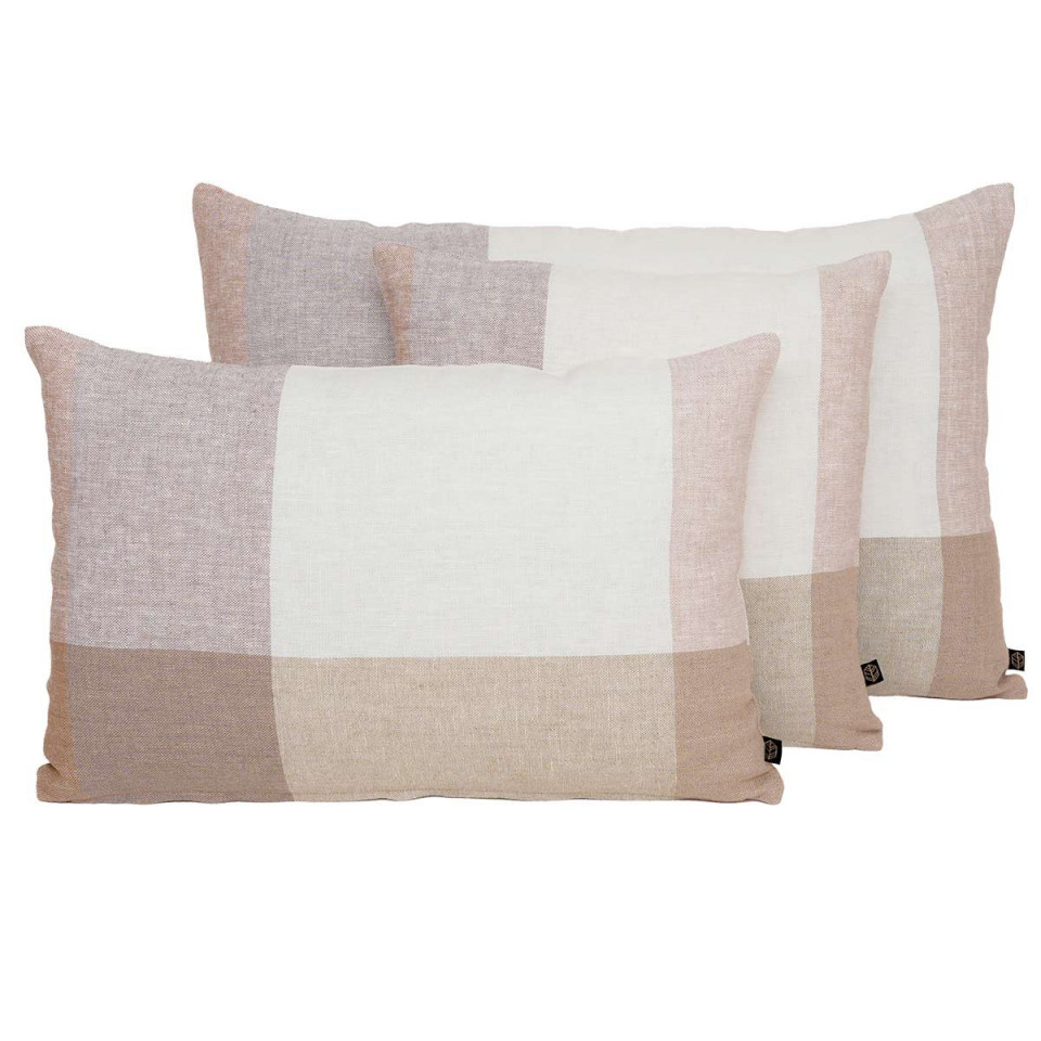 Housse de Coussin en Lin Lavé à Grands Carreaux SAPORO  